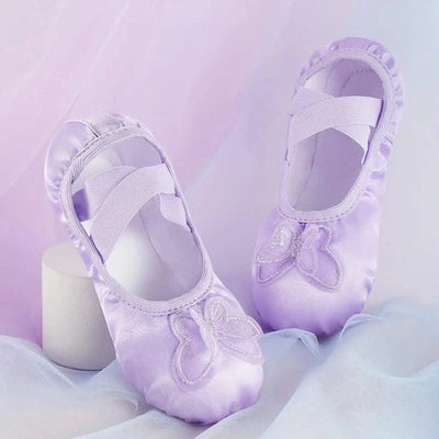 Children Girls Woman Canvas Butterfly Knots Soft Sole Ballet Slippers Practise Ballerina Dance Shoes