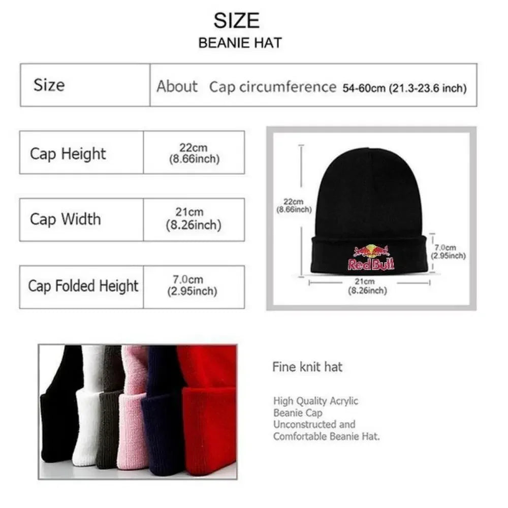 6 colors Red Bull pullover hat men's and women's autumn winter soft warm knitted Red Bull hat solid color Red Bull Beanie Hat