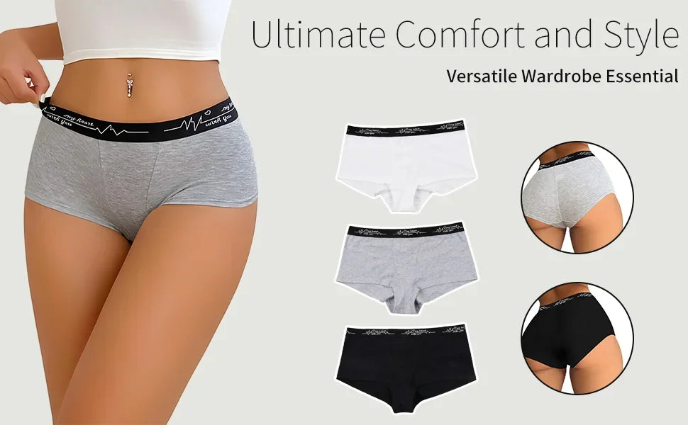 Ladies Solid color boxers Briefs Comfortable Female Underwear Sporty Style Casual Sexy Panties for Women S-XL