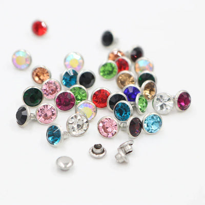 Colorful Crystal Rhinestone For Nails Rivets Studs For Leathercraft 100Sets Horse Tack Rivet Leather Belt Bags Clothing