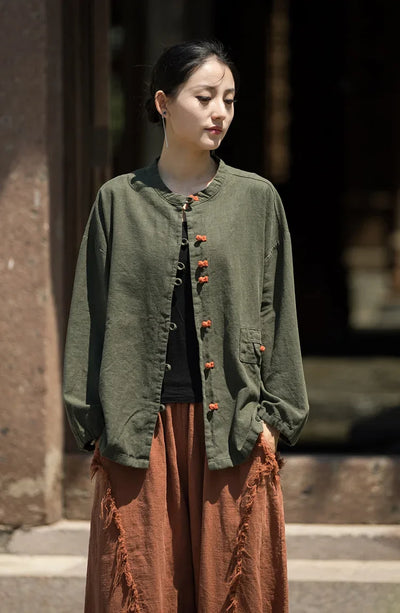Women's Literary Vintage Ramie Linen Tops