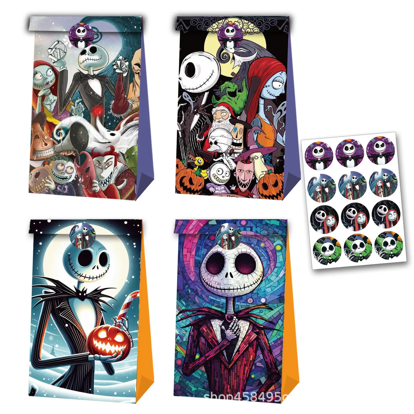 The Nightmare Before Christmas Party Gift Bag Creative Bag Cartoon Pattern Candy Sack Kraft Candy Bags Halloween Party Supplies