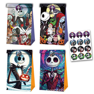 The Nightmare Before Christmas Party Gift Bag Creative Bag Cartoon Pattern Candy Sack Kraft Candy Bags Halloween Party Supplies