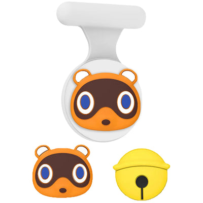 Animal Crossing Amiibo raccoon AirTag holder keychain in orange brown silicone