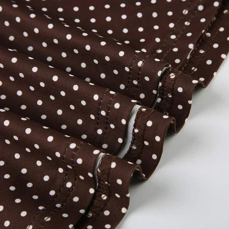 Sleeveless short dot print women dresses slim fit elegant simple office lady trendy clothes