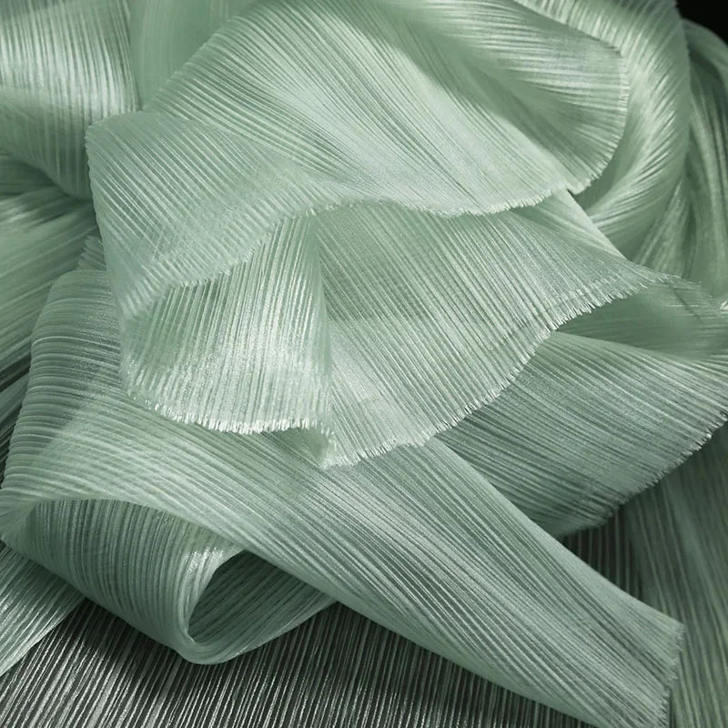 Bright Wrinkled Texture Organza Fabric for Wedding Decoration Background Yarn Floral Design Plastic Fabrics Cloth Diy Sewing