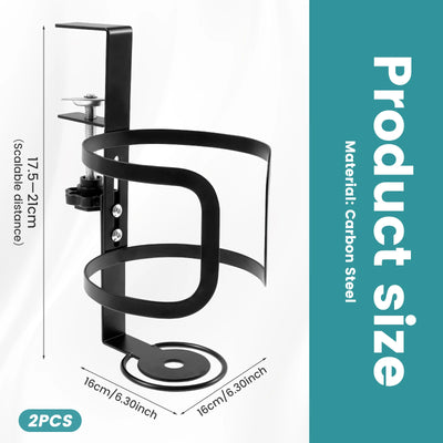 Large Desk Cup Holder Universal Adjustable Leak Proof Clip On Table Cup Holder Adjustable Coffee Mug Headphone Organizer for Des