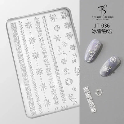 Geometric Bowknot Grid Lace Flora Edge Nail Art Silicone Carving Mold Mould Star Daisy Flower Charms Bow Tie Snowflake Template