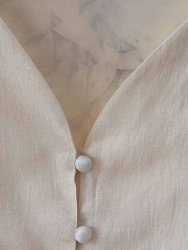 European American Style Women's New Cotton Linen 2024 Fashionable Lace Up Waist Slimming Patchwork Embroidered Short Dress A132