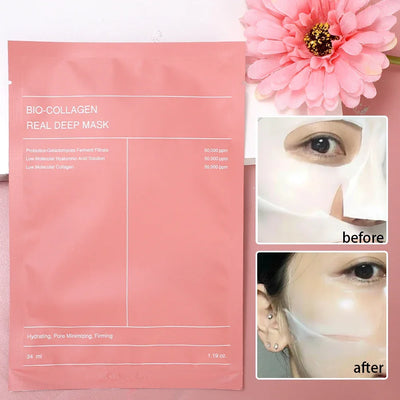 Absorbable Bio Collagen Face Mask Shrink Pores Deep Hydrating Overnight Mask Moisturizing Refreshing Brightening Face Skin Care
