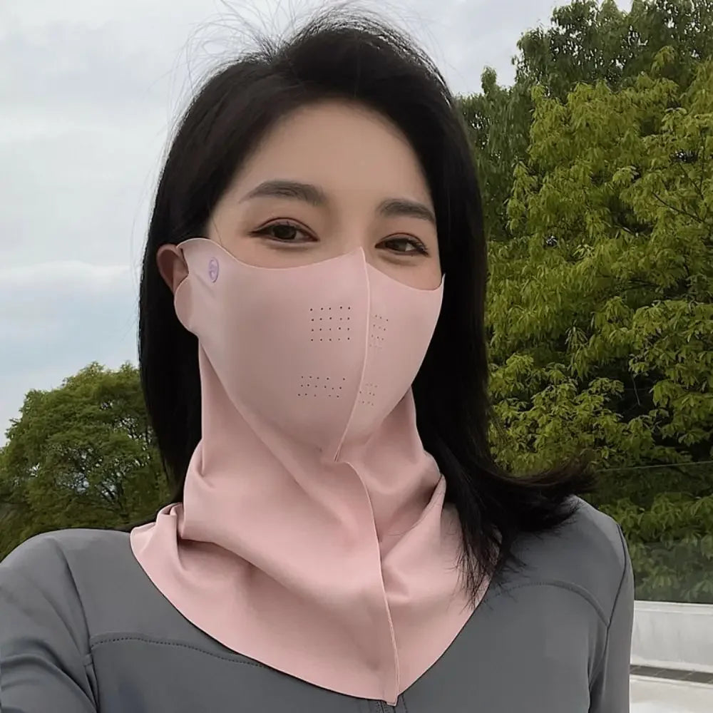 UPF50+ Sun Protection Mask Fashion 3D Ice Silk Anti-UV Neck Scarf Sunscree Dustproof Sunshade Face Mask Outdoor