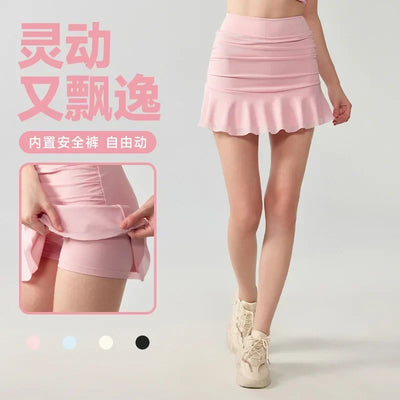 A-line Short Skirt for Women, Anti Glare Casual Sports Skirt, Seamless High Waisted Running and Fitness Tennis Skirt