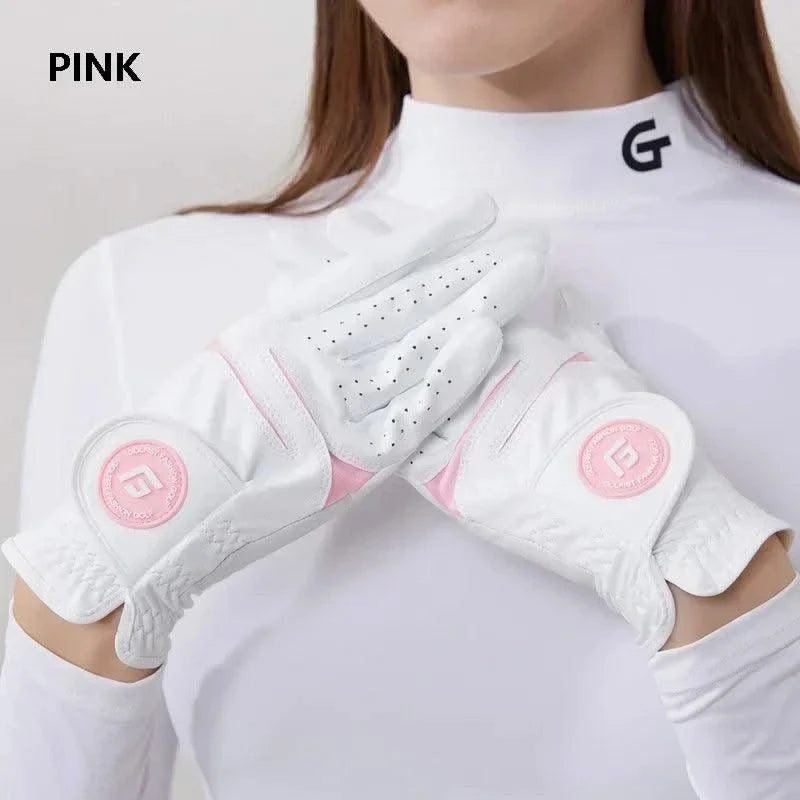 Golfist 1 Pair Golf Gloves For Women Left Hand Right Hand Gloves Ladies Breathable Soft Leather Mittens Anti Slip Sports Aids