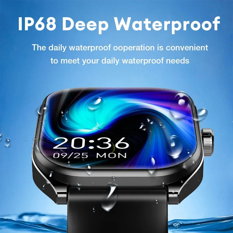 Smart Watch 2.01'' AMOLED Curved Screen IP68 Waterproof Bluetooth 5.3 Call AI Vioce Assistant Fitness Smartwatch for Men