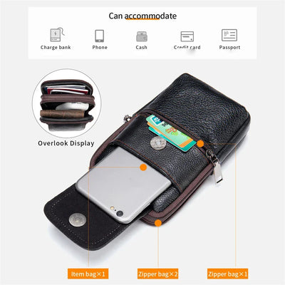 Shoulder Bag for Men Black Phone Bags Small Belt Bags Men Waist Pack Casual Messenger Bags