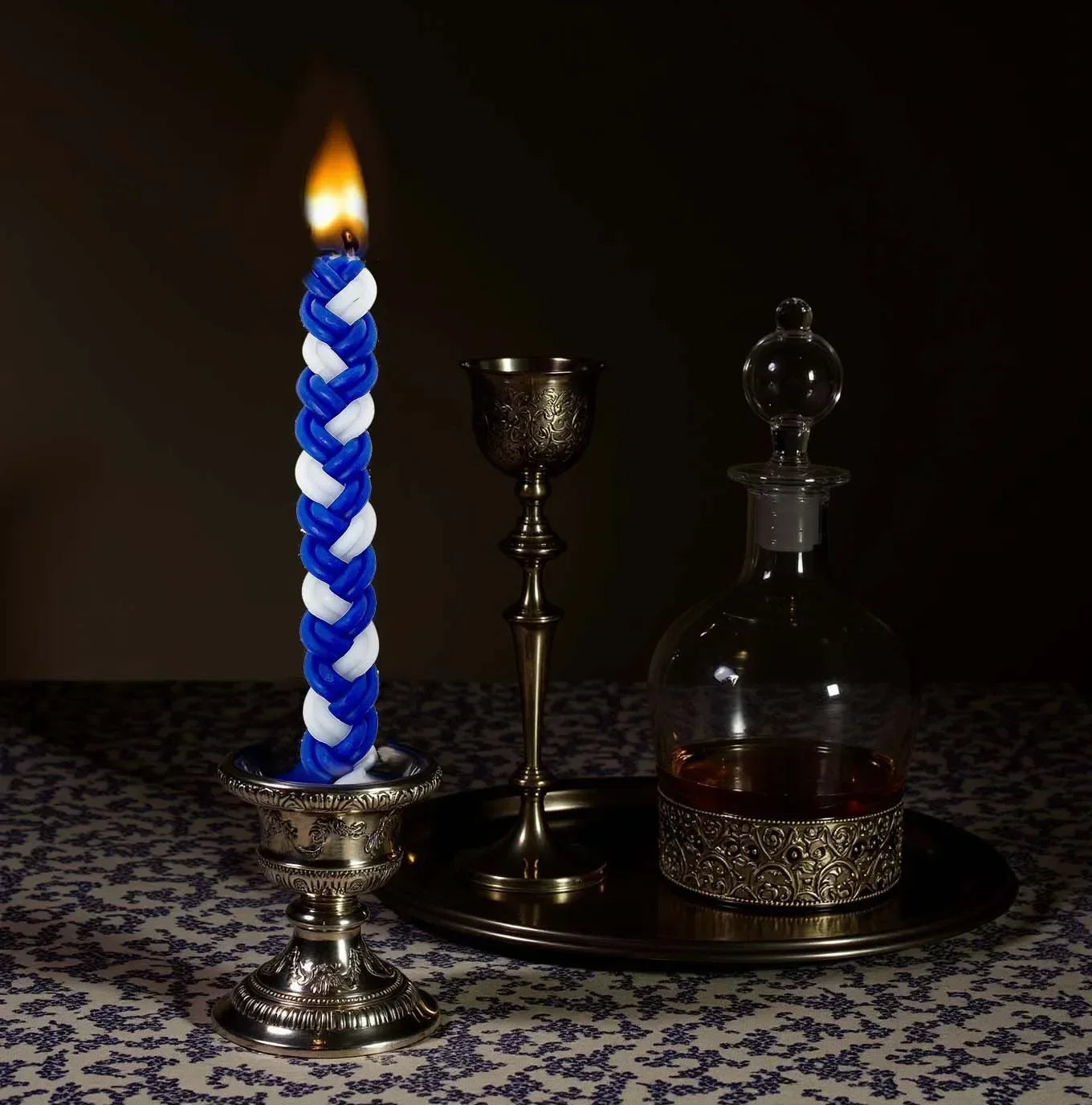 2PACK Havdalah Candle Blue and White Braided Jewish Largest Candle Smokeless Lighting Shabbat Candles for Saturday Night