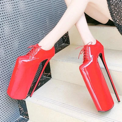 Women's Waterproof Platform High Heel Shoes 30cm | Lace up Fashion High Heel Shoes New | Trendy Model Shoes