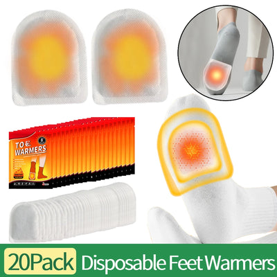 20 Pair Toe Warmers Easily Apply with Adhesive Foot Warmers Disposable Feet Warmers Heat Pads for Outdoor Hiking Skiing Sports