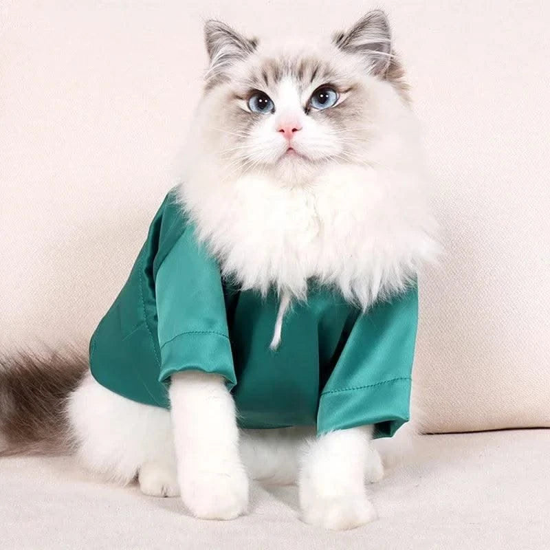 Fashionable Pet Clothes Summer Shirt Cat Wear Silk Dazzle Breathable Thin Non-Stick Fur Traditional Chinese Garments Cat Dresses