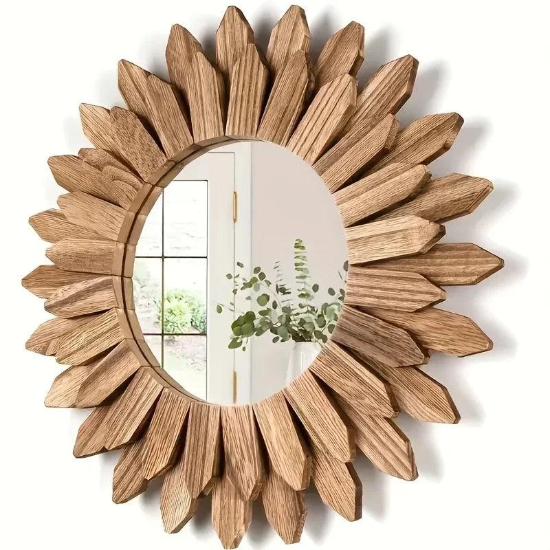 Sunflower decorative mirror wall wooden bedroom living room decoration home