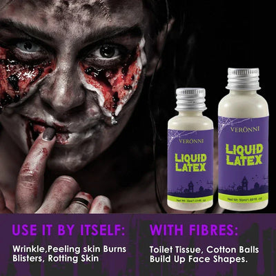 Liquid Latex 30ml + 50ml Kit for SFX Makeup Halloween Scars Wounds Prosthetics Bald Cap Tattoo Cover Professional