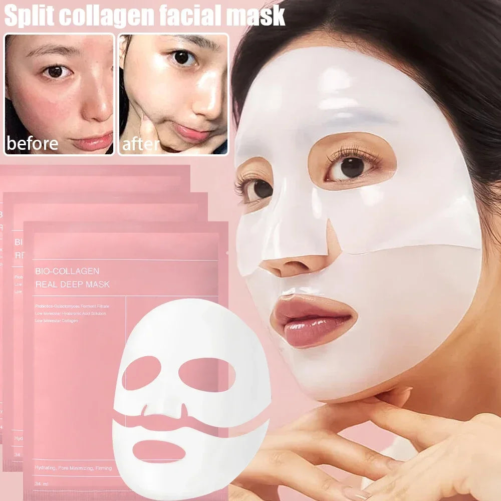 Absorbable Bio Collagen Face Mask Shrink Pores Deep Hydrating Overnight Mask Moisturizing Refreshing Brightening Face Skin Care