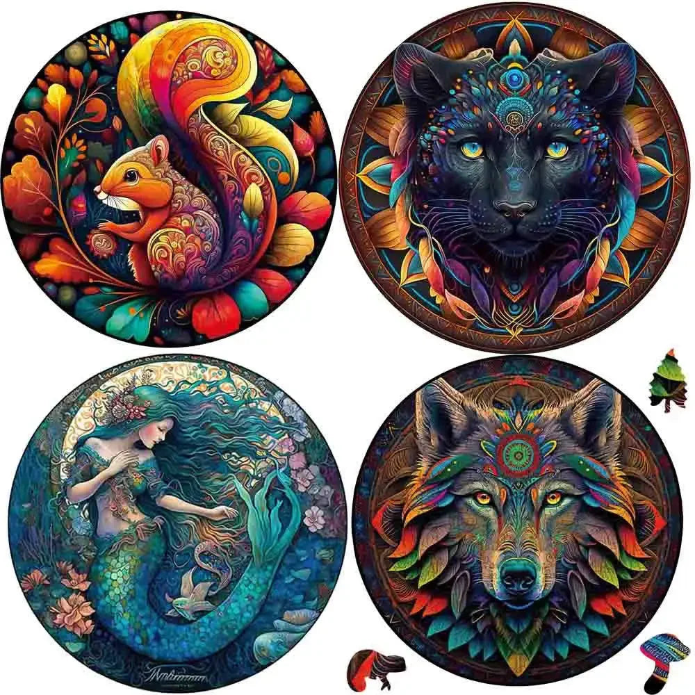 Fox montessori educational toys for children wooden puzzles brain trainer games animal puzzle board set toy