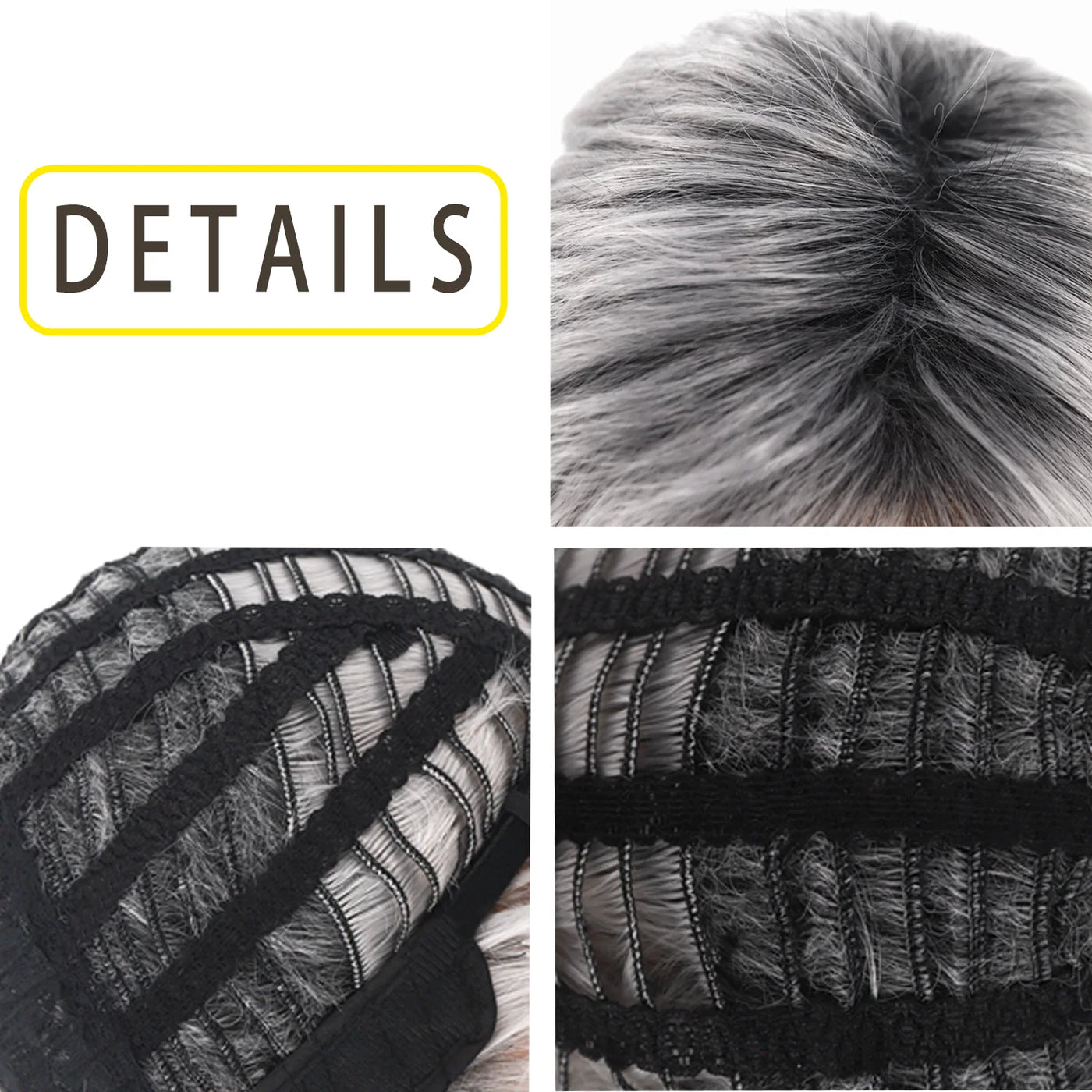 Short Grey Human Hair Wigs for Women Natural Pixie Cut Synthetic Wig Daily Hair