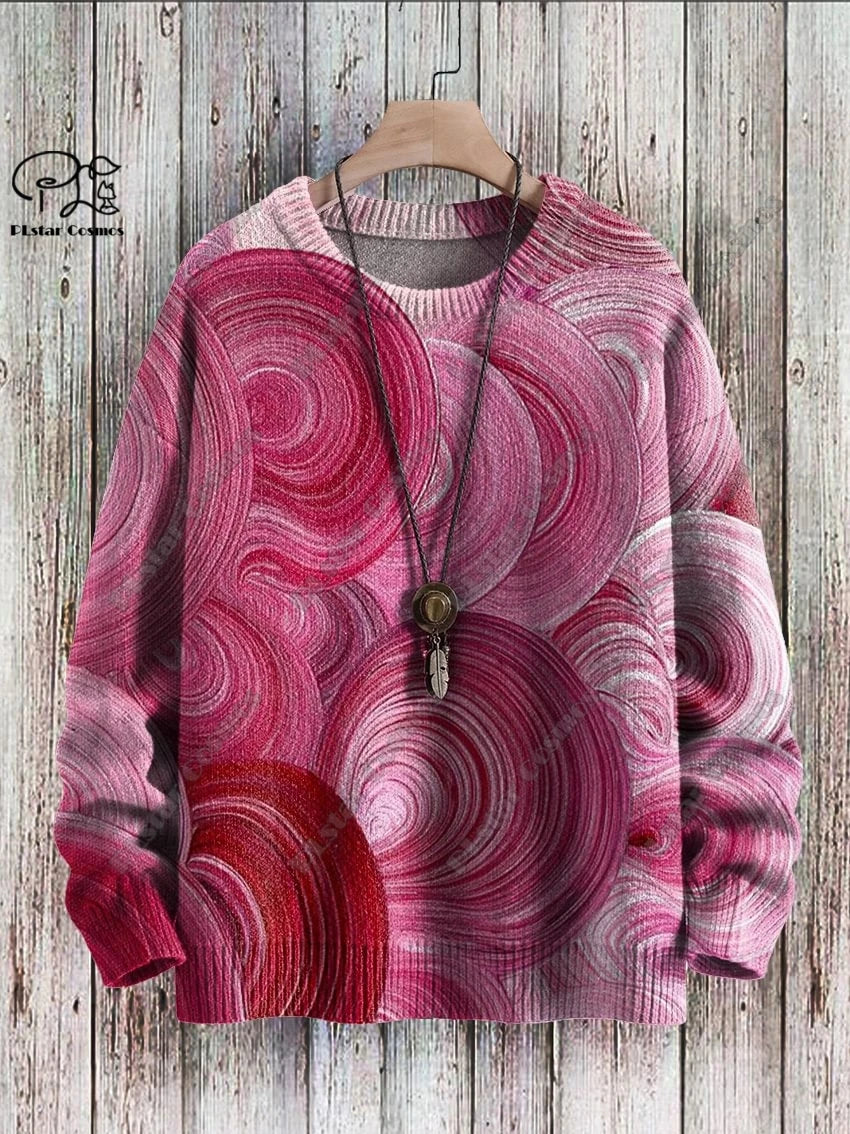 Brand New 3D Printed Retro Colorful Art Print Authentic Ugly Sweater Winter Casual Unisex Sweater F-2