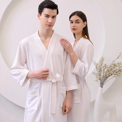 Waffle Patterned Bathrobe High Quality Water Absorption and Quick Drying Bathrobe for Couples
