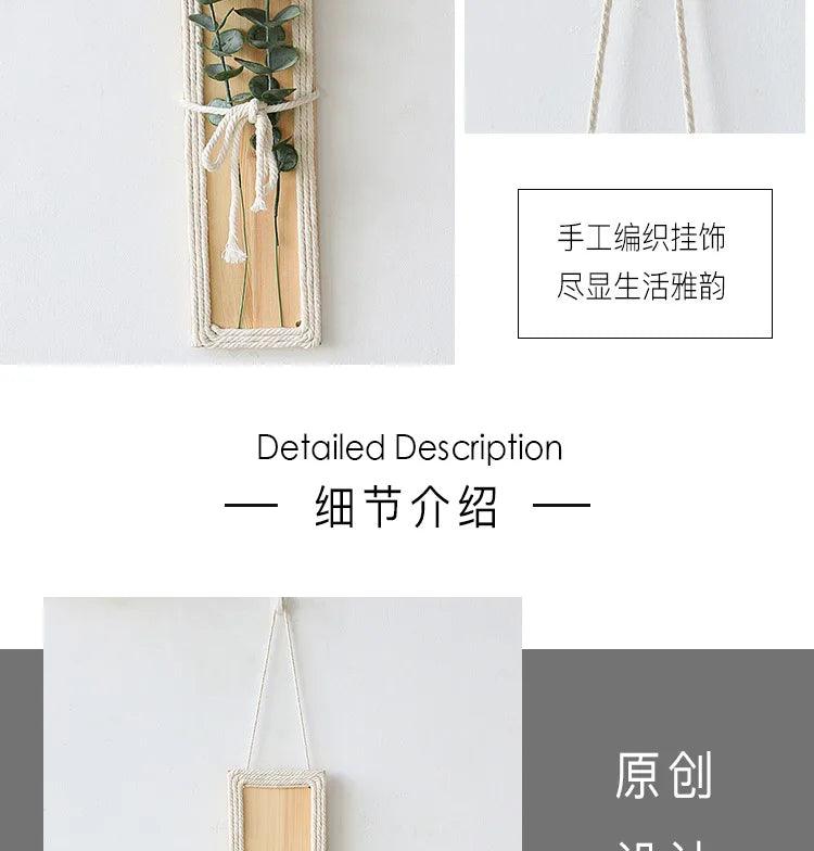 Bohemian with hand ceremony woven rope wood wall decoration simple home living room homestayings kawaii decor