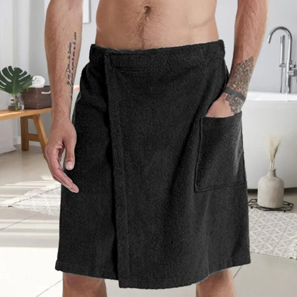 Bath Towel Men's Adjustable Waist Bathrobe