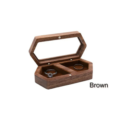 Engraved Wooden Ring Box, Double Slot, Perfect for Wedding, Proposal Rings, Romantic Gift for Wife, Jewelry, Always & Forever"
