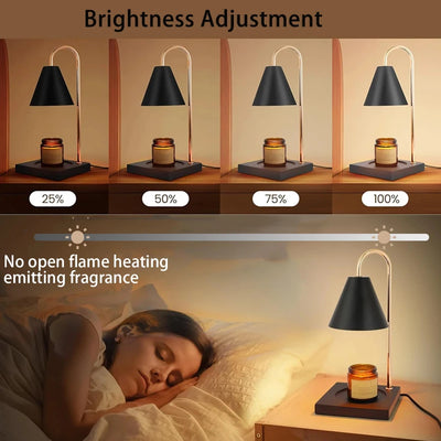 Bedside Candle Warmer Lamp Melt Lamps Stepless Dimming Table Lamp Wooden Base Candle Warmer Lamp 50W for Bedroom Decor Lighting