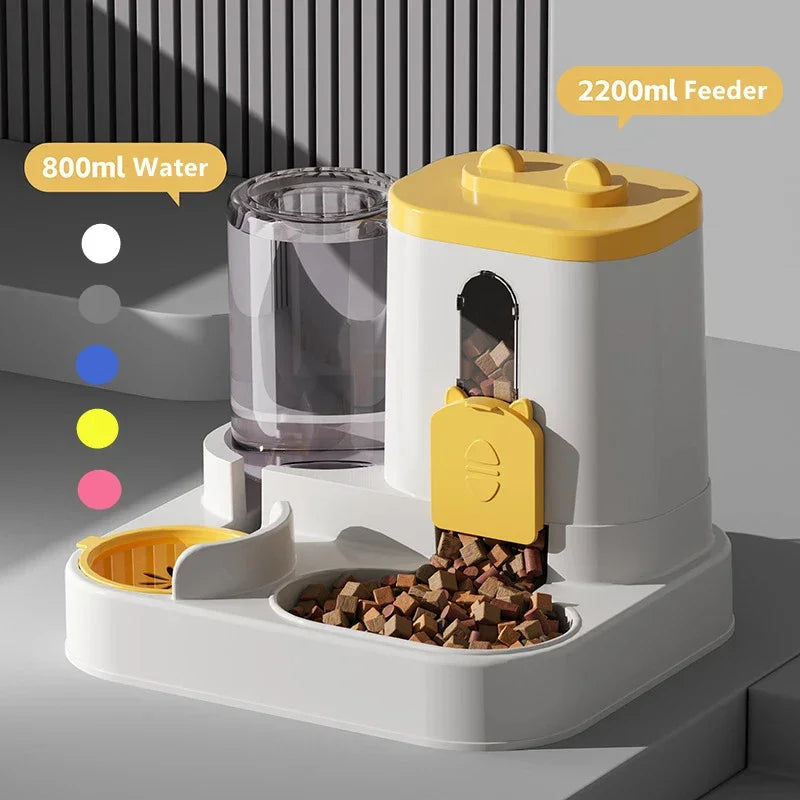 Dog Auto Feeder and Water Dispenser Gravity Food Feeder and Waterer Set with Pet Food Bowl Universal Pet Products