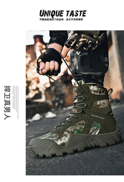 New Men Tactical Boots Lace Up Waterproof Climbing Hiking Shoes Motorcycle Training Army High Quality Hunting Unisex Desert Boot