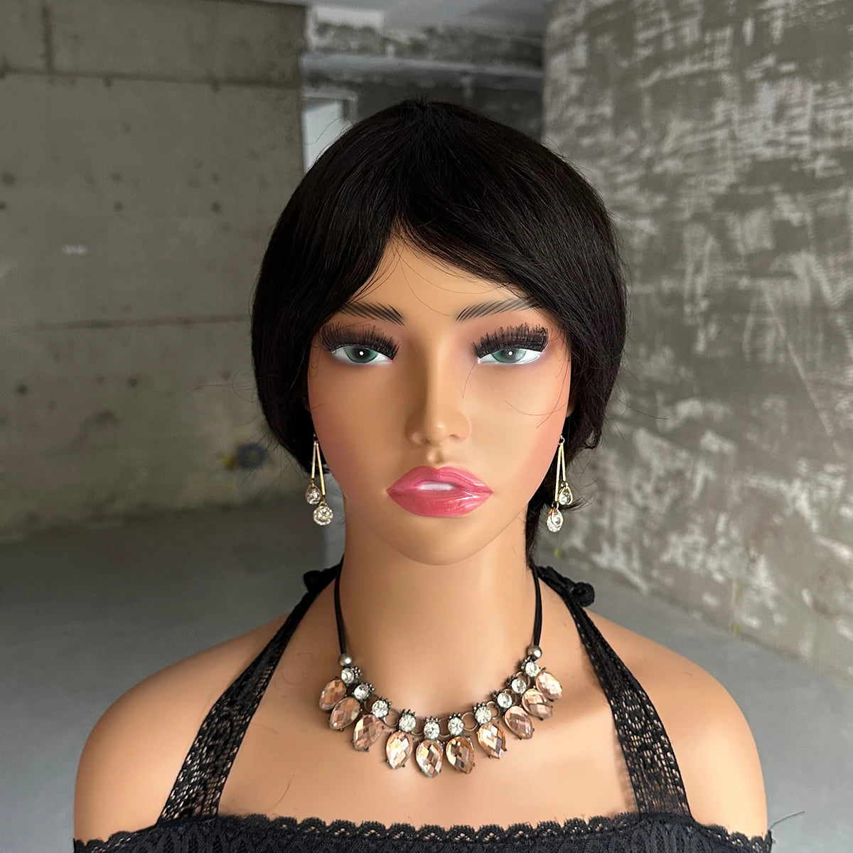 Short Human Hair Wigs Pixie Cut Straight perruque bresillienne for Black Women Full Machine Made Wigs With Bangs Cheap Wig