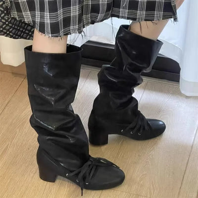 Designer Knee High Women Boots Chunky Fashion High Heels Shoes 2025 Winter New Gladiator Woman Goth Chelsea Long Botas Mujer