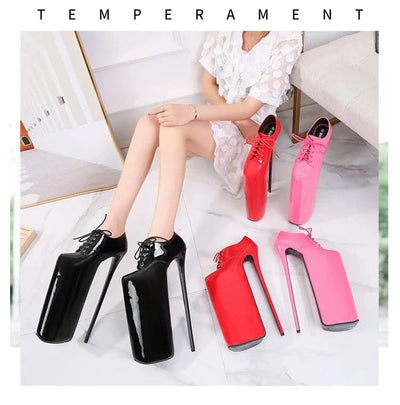 Women's Waterproof Platform High Heel Shoes 30cm | Lace up Fashion High Heel Shoes New | Trendy Model Shoes