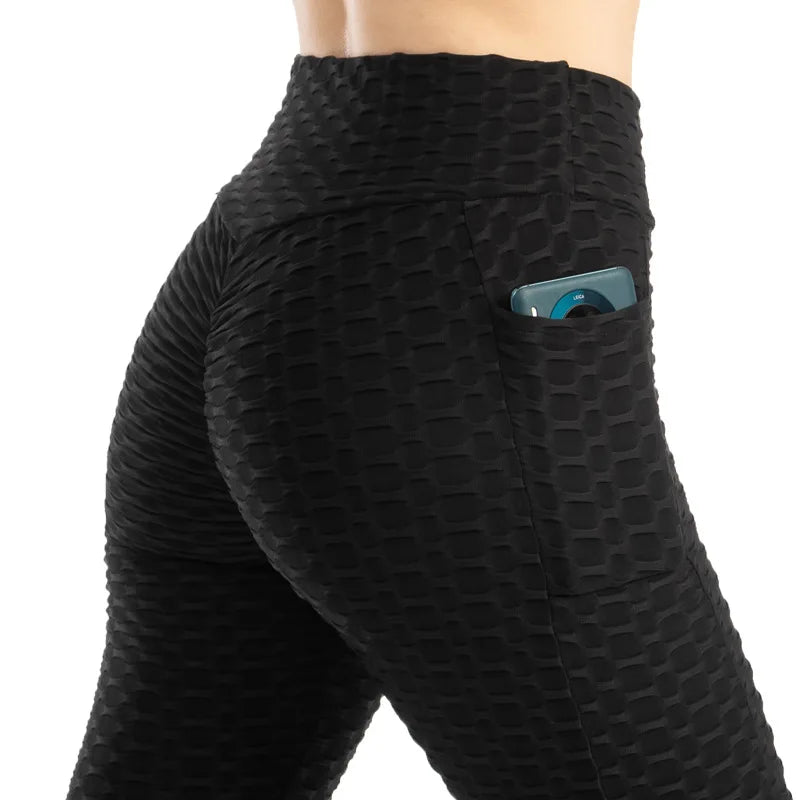 Women Fashion Pocket Bubble Lift Leggings