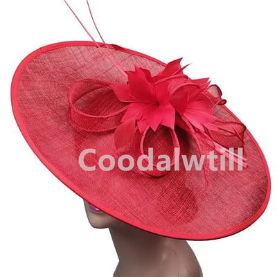 Royal Ascot Big Fascinator Hat Women Kentucky Derby Feather Large Hat Fascinator Party Wedding Headpiece Flower Church Chapeau