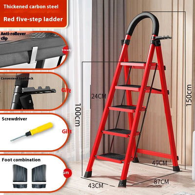 Adjustable Zigzag Folding Ladder 3 4 5 6 Step Thickened Carbon Steel Engineering Ladder Stable Climbing Tool for Home And Garden