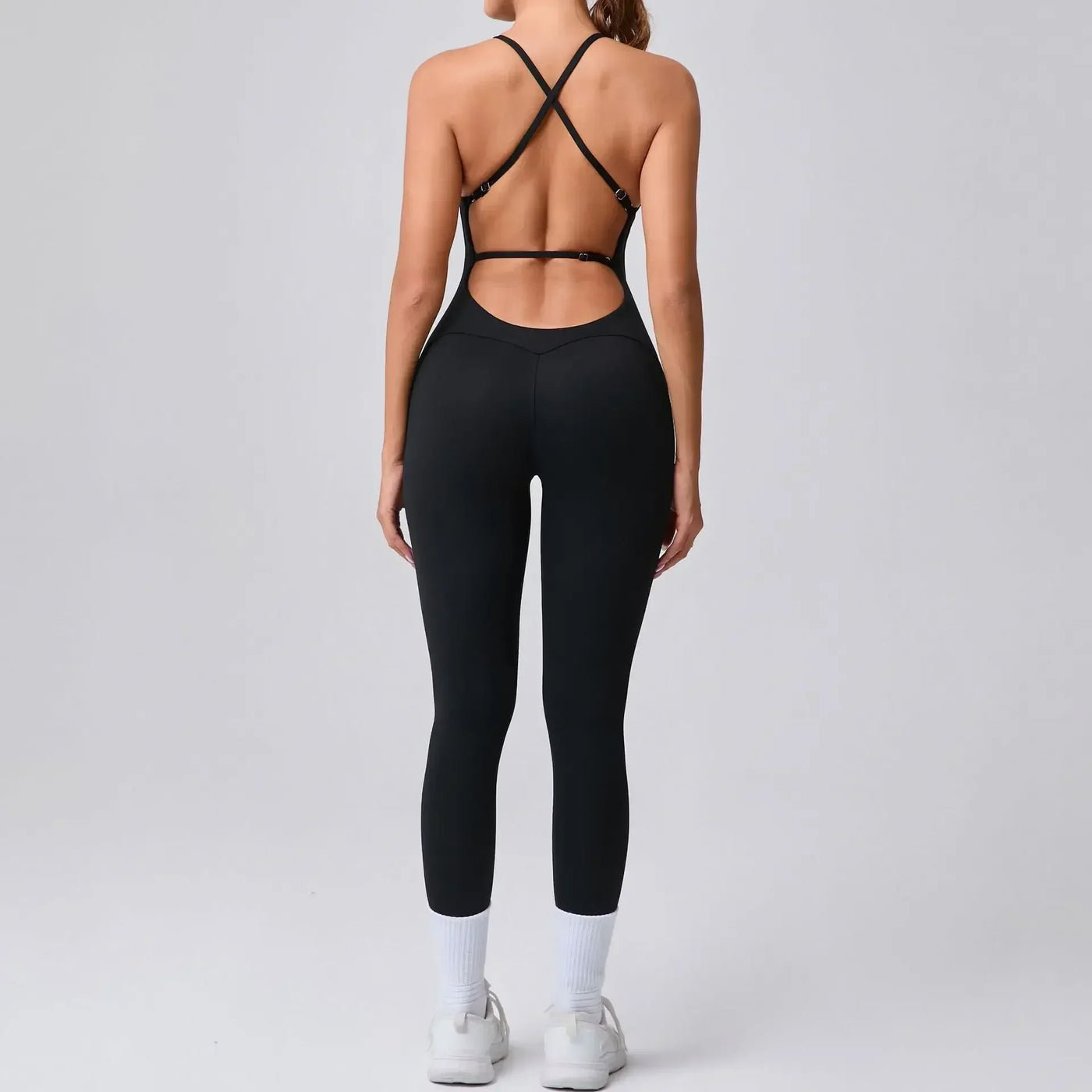 Seamless Yoga Jumpsuits Sports Fitness Cross Straps Beauty Back Peach Hip Raise Tight One-piece Gym Workout Tracksuits for Women