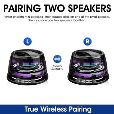 Bluetooth speaker with multiple RGB color lights and magnetic phone holder, suitable for showerrooms, bicycles, cars, and outdoo
