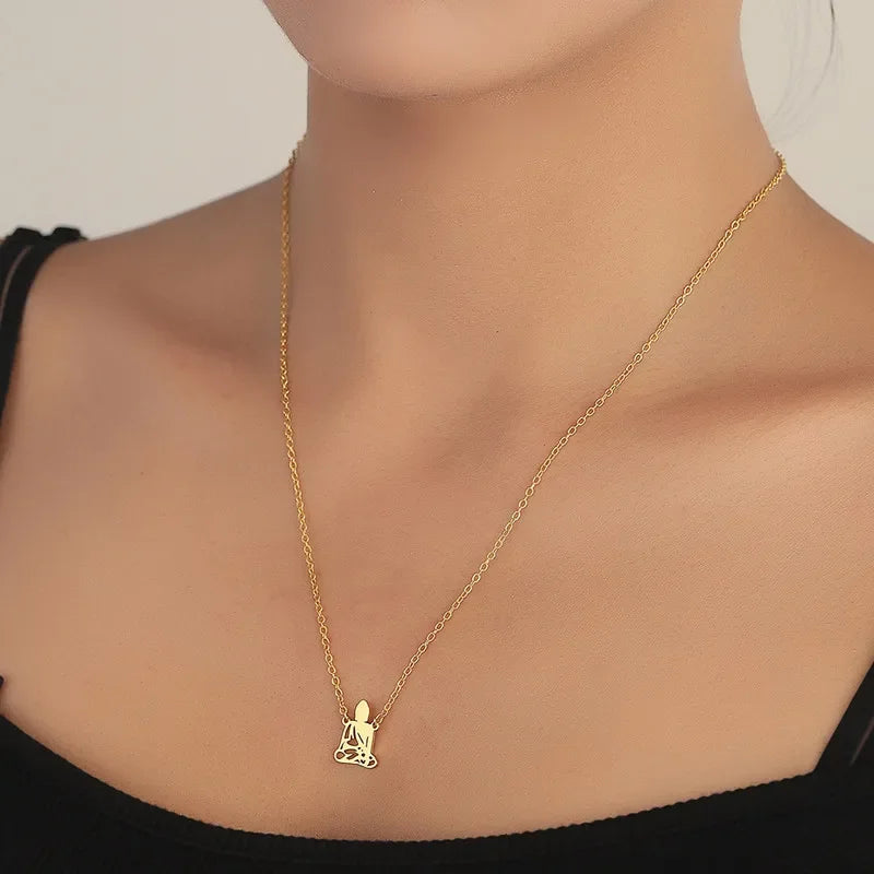 Stainless Steel Meditation Buddha Pendant Necklaced Sincere Buddhism Accessories Guardian Jewelry Gift