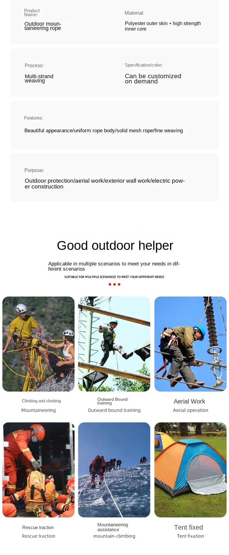 Desert Fox Life Rope Mountaineering Rope Thickened Fire Disaster Escape Rope Outdoor Mountaineering Rope Outdoor Life Rope