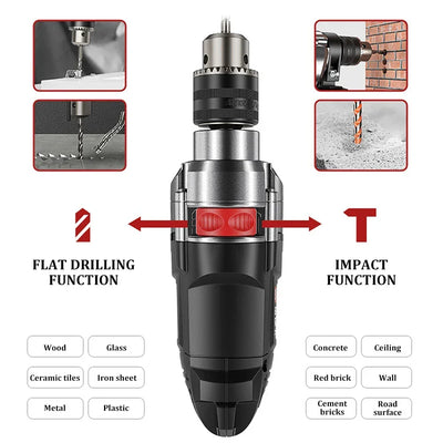 780W Multifunctional household hand drill High-power impact drill Electric screwdriver Wood, steel, wall drilling tools