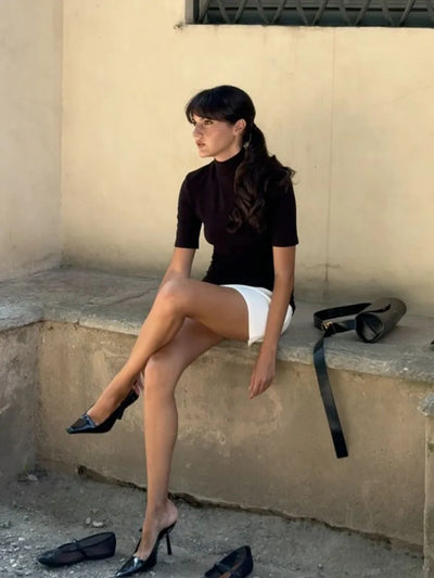 Turtleneck Splice Long Sleeve Mini Dress Women's Fashion Contrast Color Bodycon Sexy Dresses Autumn New Club Party Dress