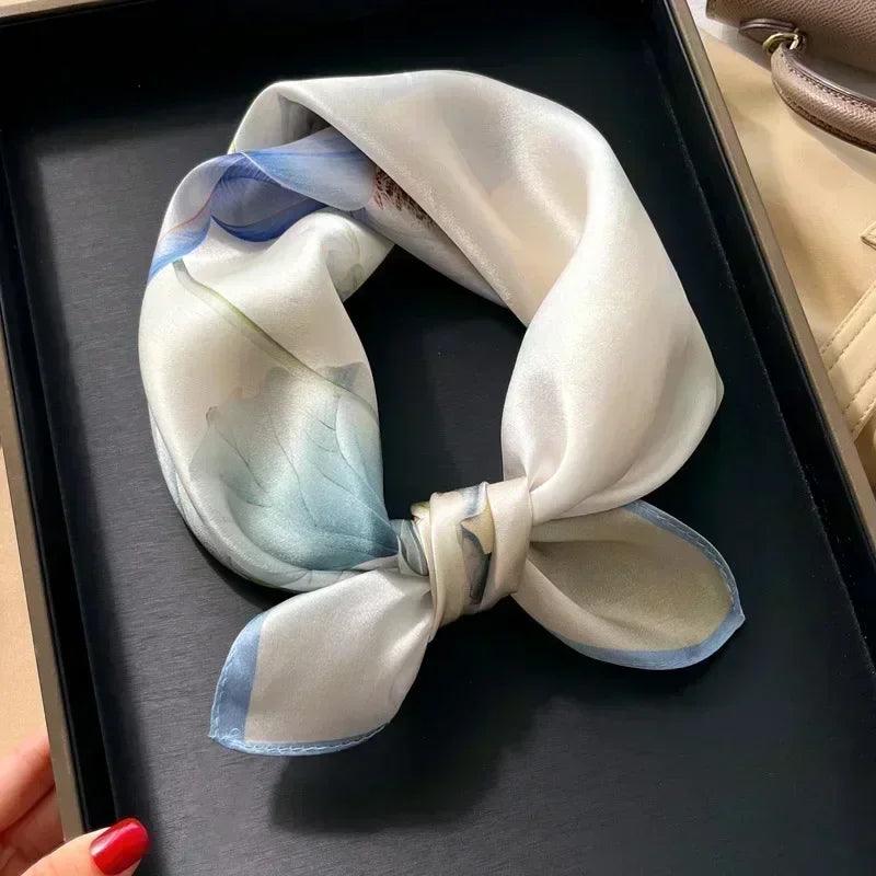 100% real silk square neck tie shawls scarf women female hijab bandana