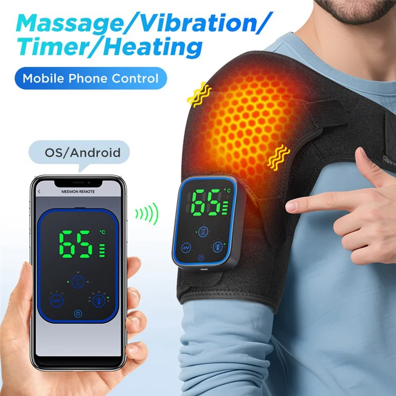 A01V-Portable Heated Massage Shoulder Pad Smart Touchscreen Massage Shoulder Pad Heating Shoulder Pad Heated Shoulder Brace